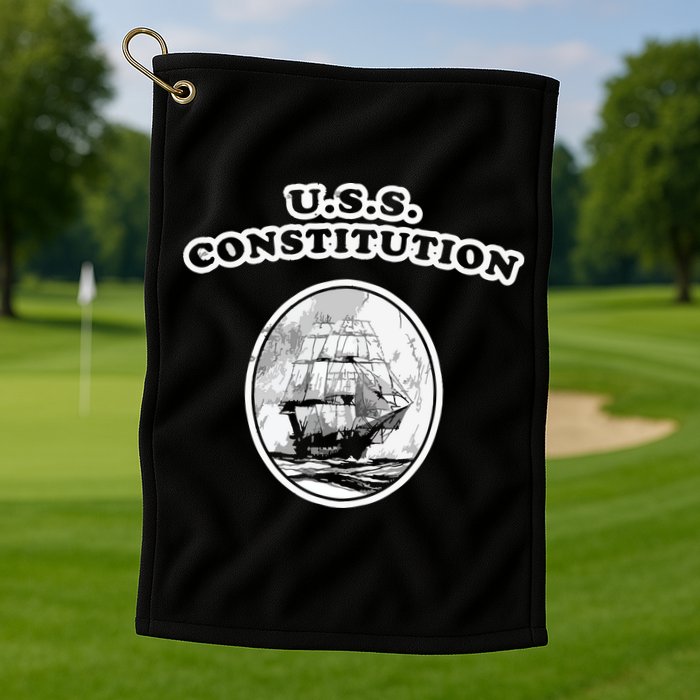 Retro USS Constitution By Turbo Volcano Golf Towel
