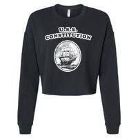 Retro USS Constitution By Turbo Volcano Cropped Pullover Crew