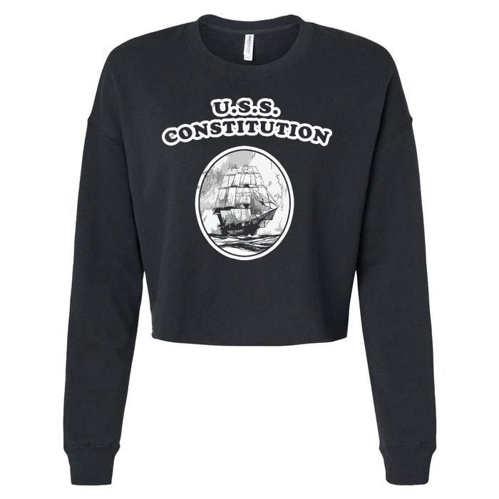 Retro USS Constitution By Turbo Volcano Cropped Pullover Crew