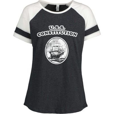 Retro USS Constitution By Turbo Volcano Enza Ladies Jersey Colorblock Tee