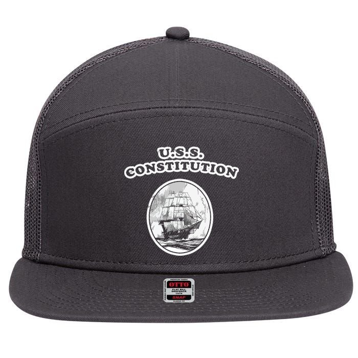 Retro USS Constitution By Turbo Volcano 7 Panel Mesh Trucker Snapback Hat