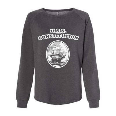 Retro USS Constitution By Turbo Volcano Womens California Wash Sweatshirt