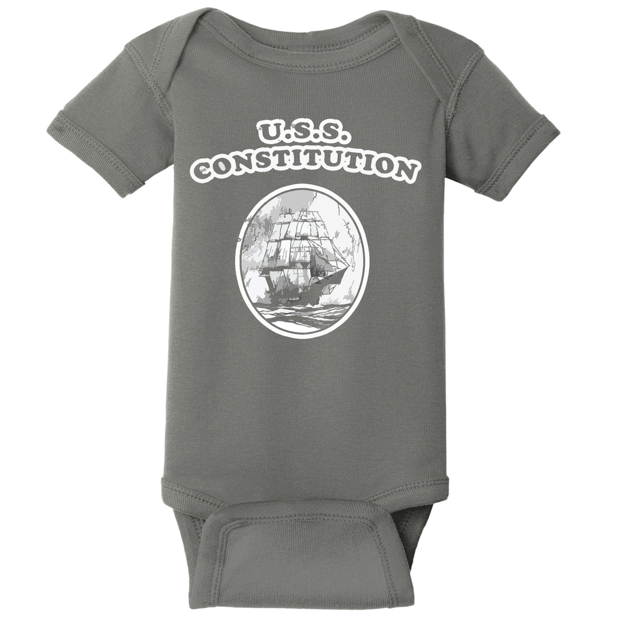 Retro USS Constitution By Turbo Volcano Baby Bodysuit