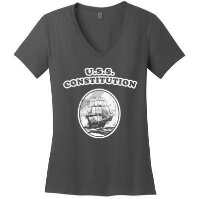 Retro USS Constitution By Turbo Volcano Women's V-Neck T-Shirt