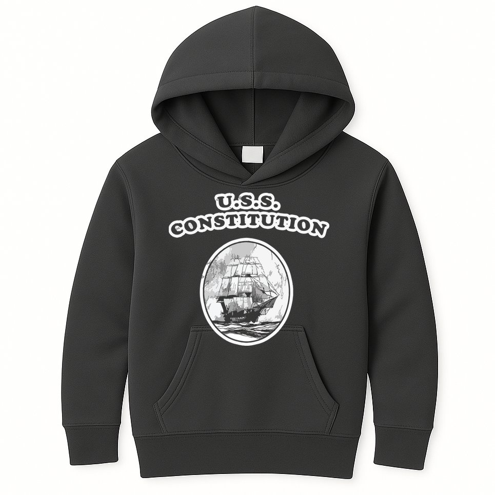 Retro USS Constitution By Turbo Volcano Kids Hoodie