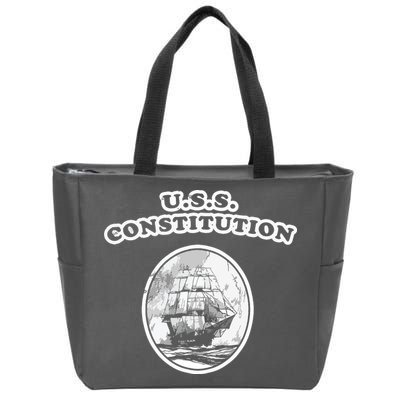 Retro USS Constitution By Turbo Volcano Zip Tote Bag