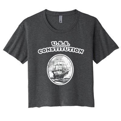 Retro USS Constitution By Turbo Volcano Women's Crop Top Tee