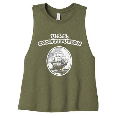 Retro USS Constitution By Turbo Volcano Women's Racerback Cropped Tank