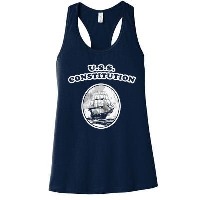 Retro USS Constitution By Turbo Volcano Women's Racerback Tank