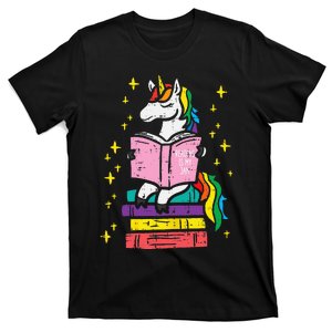 Reading Unicorn Cute Book Lover Bookworm Women Girls T-Shirt