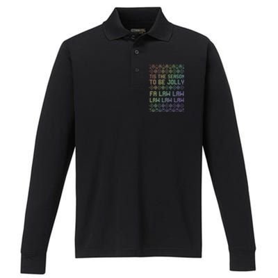 Rainbow Ugly Christmas Lawyer Funny Gift Holiday Performance Long Sleeve Polo