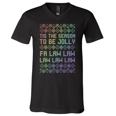 Rainbow Ugly Christmas Lawyer Funny Gift Holiday V-Neck T-Shirt