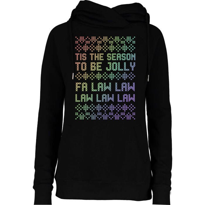 Rainbow Ugly Christmas Lawyer Funny Gift Holiday Womens Funnel Neck Pullover Hood