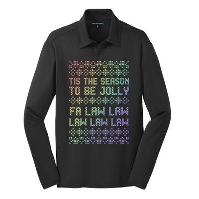 Rainbow Ugly Christmas Lawyer Funny Gift Holiday Silk Touch Performance Long Sleeve Polo