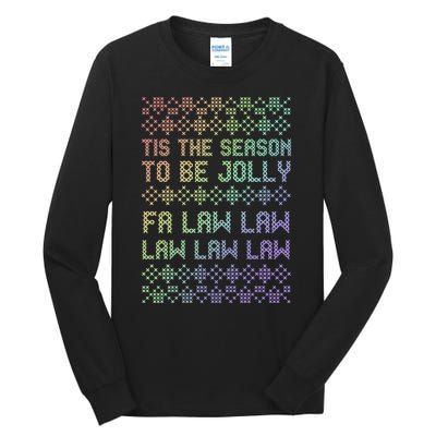 Rainbow Ugly Christmas Lawyer Funny Gift Holiday Tall Long Sleeve T-Shirt