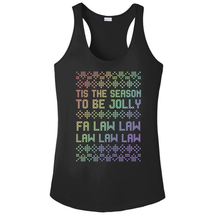 Rainbow Ugly Christmas Lawyer Funny Gift Holiday Ladies PosiCharge Competitor Racerback Tank