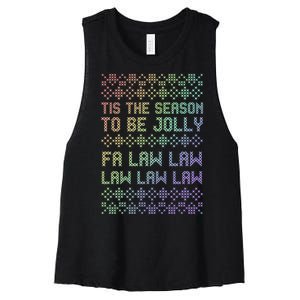 Rainbow Ugly Christmas Lawyer Funny Gift Holiday Women's Racerback Cropped Tank