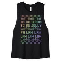 Rainbow Ugly Christmas Lawyer Funny Gift Holiday Women's Racerback Cropped Tank