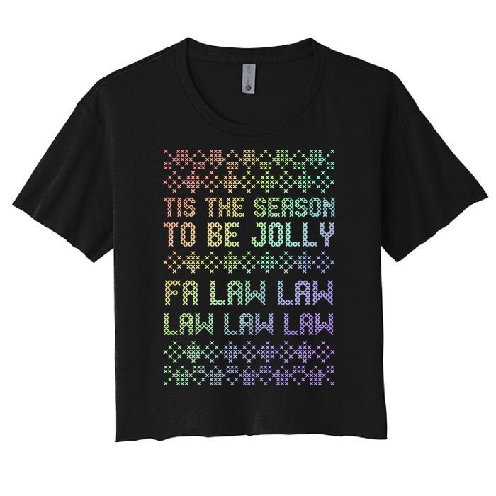 Rainbow Ugly Christmas Lawyer Funny Gift Holiday Women's Crop Top Tee