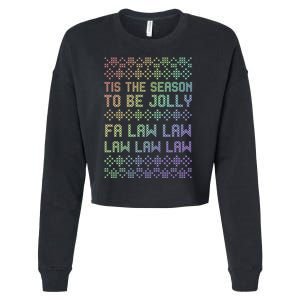 Rainbow Ugly Christmas Lawyer Funny Gift Holiday Cropped Pullover Crew