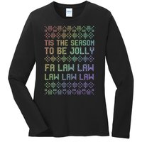 Rainbow Ugly Christmas Lawyer Funny Gift Holiday Ladies Long Sleeve Shirt