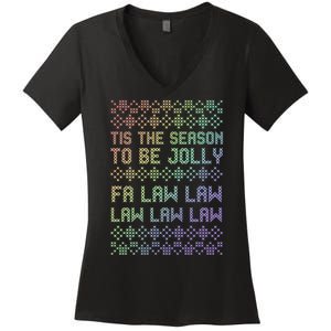 Rainbow Ugly Christmas Lawyer Funny Gift Holiday Women's V-Neck T-Shirt