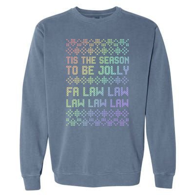 Rainbow Ugly Christmas Lawyer Funny Gift Holiday Garment-Dyed Sweatshirt