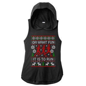 Running Ugly Christmas Oh What Fun It Is To Run Funny Ugly Gift Ladies PosiCharge Tri-Blend Wicking Draft Hoodie Tank