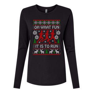 Running Ugly Christmas Oh What Fun It Is To Run Funny Ugly Gift Womens Cotton Relaxed Long Sleeve T-Shirt