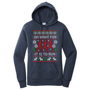 Running Ugly Christmas Oh What Fun It Is To Run Funny Ugly Gift Women's Pullover Hoodie