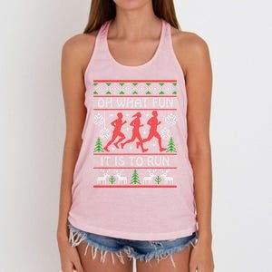 Running Ugly Christmas Oh What Fun It Is To Run Funny Ugly Gift Women's Knotted Racerback Tank