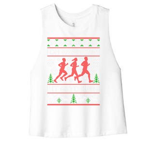 Running Ugly Christmas Oh What Fun It Is To Run Funny Ugly Gift Women's Racerback Cropped Tank