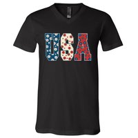 Retro Usa Comfort Colors Graphic V-Neck T-Shirt