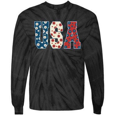 Retro Usa Comfort Colors Graphic Tie-Dye Long Sleeve Shirt