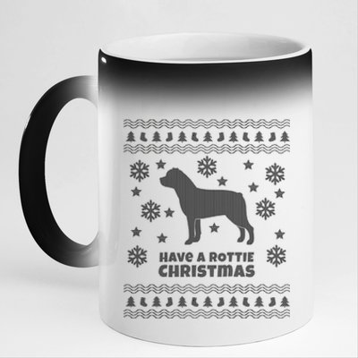 Rottweiler Ugly Christmas Rottie Holiday Gift 11oz Black Color Changing Mug