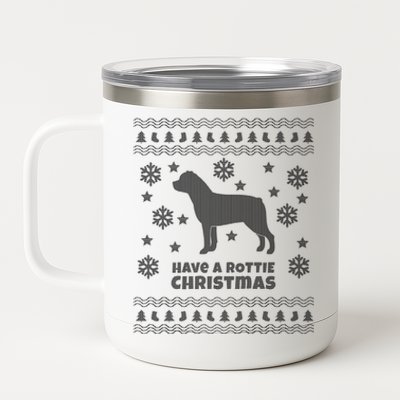 Rottweiler Ugly Christmas Rottie Holiday Gift 12 oz Stainless Steel Tumbler Cup