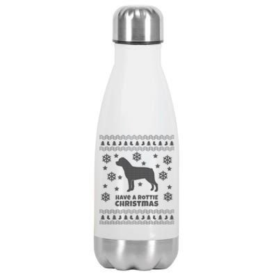 Rottweiler Ugly Christmas Rottie Holiday Gift Stainless Steel Insulated Water Bottle