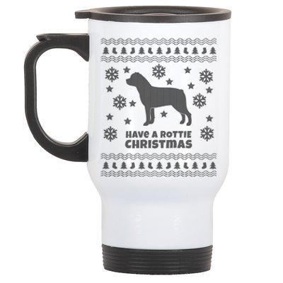 Rottweiler Ugly Christmas Rottie Holiday Gift Stainless Steel Travel Mug