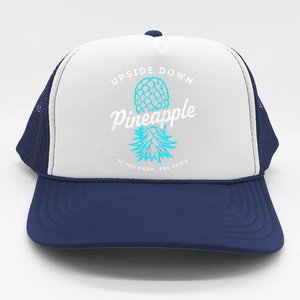 Retro Upside Down Pineapple Swinger Trucker Hat