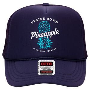 Retro Upside Down Pineapple Swinger High Crown Mesh Back Trucker Hat