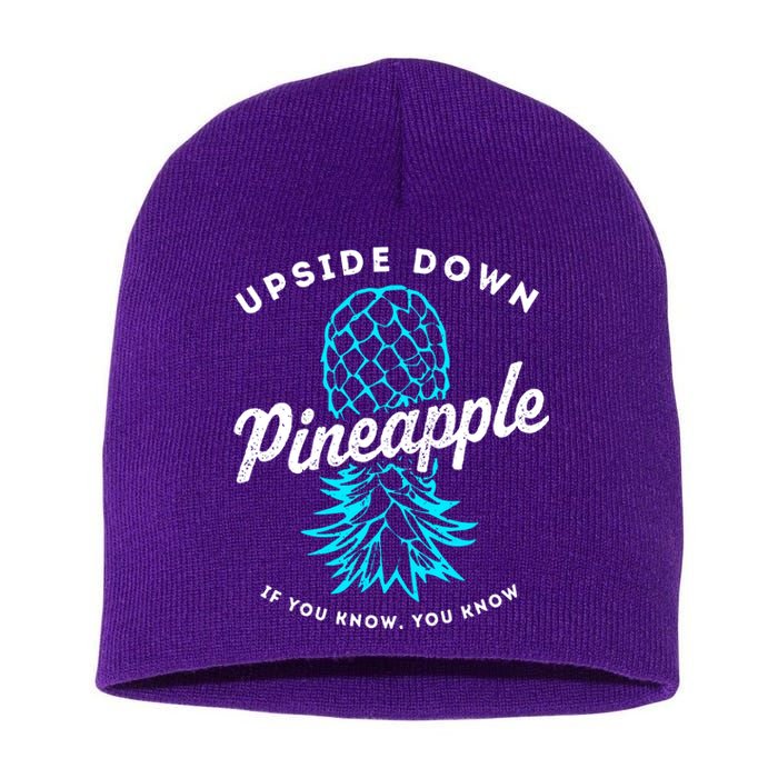 Retro Upside Down Pineapple Swinger Short Acrylic Beanie