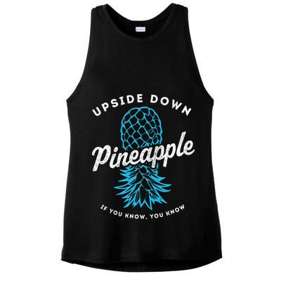 Retro Upside Down Pineapple Swinger Ladies PosiCharge Tri-Blend Wicking Tank