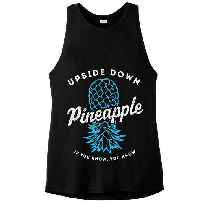 Retro Upside Down Pineapple Swinger Ladies PosiCharge Tri-Blend Wicking Tank