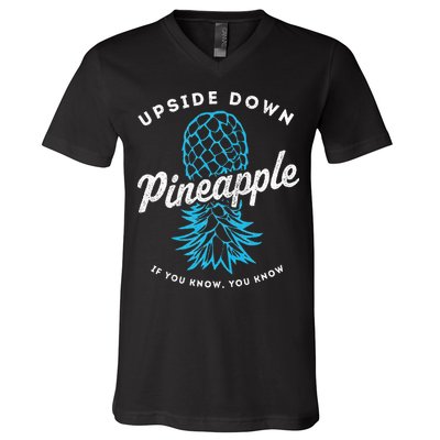 Retro Upside Down Pineapple Swinger V-Neck T-Shirt