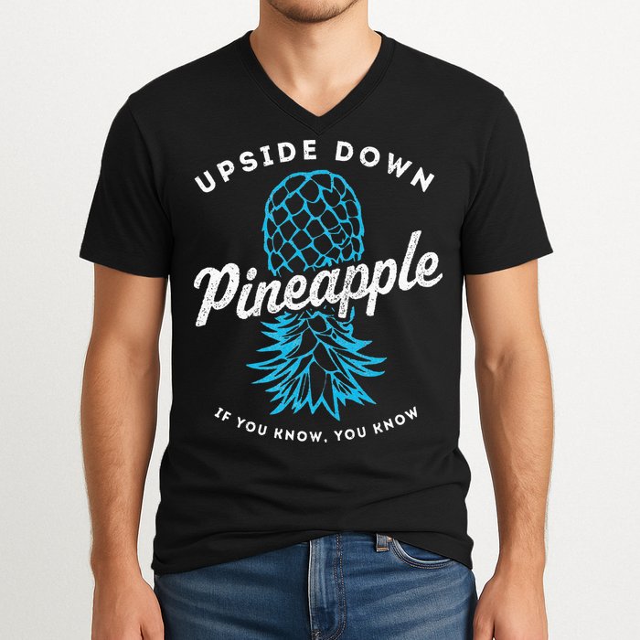 Retro Upside Down Pineapple Swinger V-Neck T-Shirt