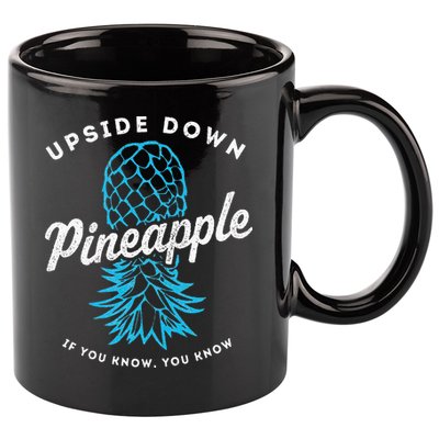 Retro Upside Down Pineapple Swinger 11oz C Handle Ceramic Mug