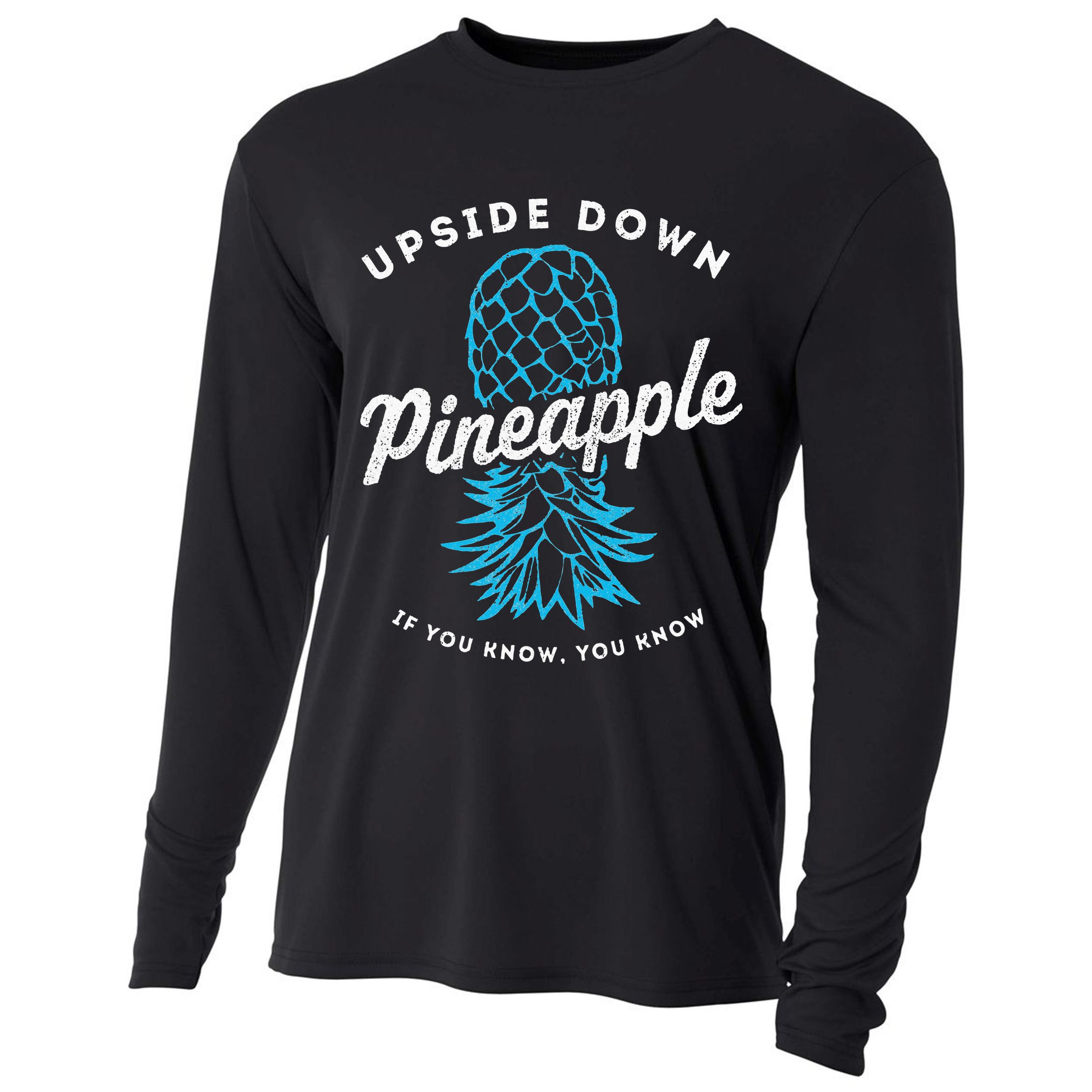 Retro Upside Down Pineapple Swinger Cooling Performance Long Sleeve Crew