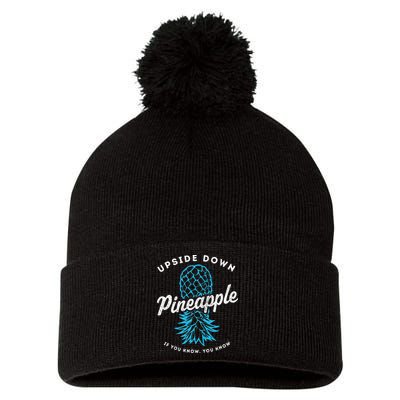 Retro Upside Down Pineapple Swinger Pom Pom 12in Knit Beanie