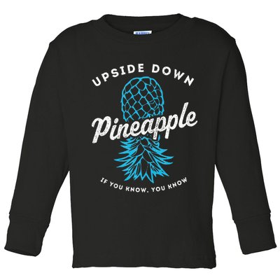 Retro Upside Down Pineapple Swinger Toddler Long Sleeve Shirt