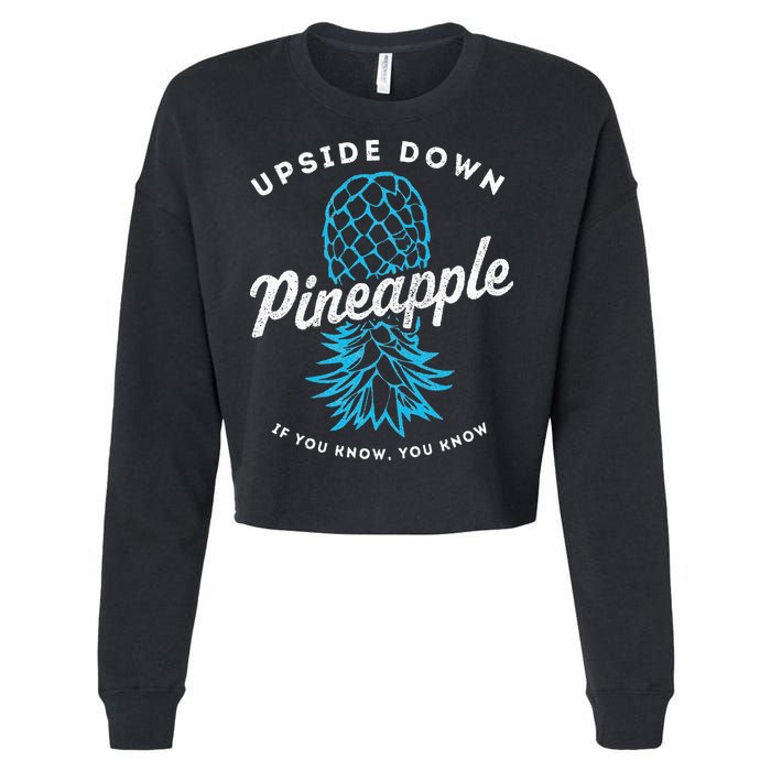 Retro Upside Down Pineapple Swinger Cropped Pullover Crew